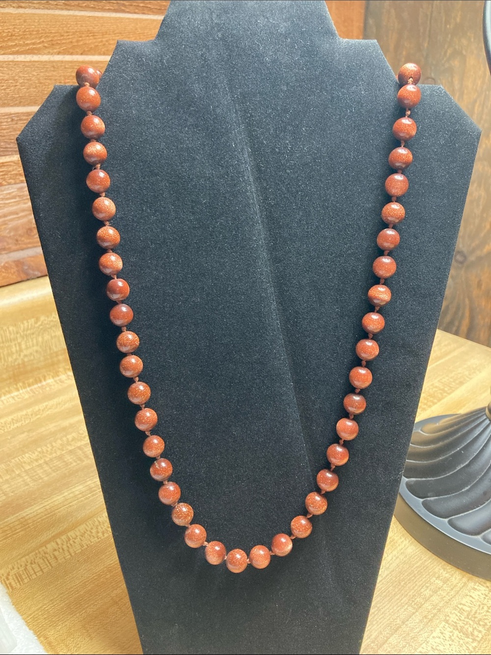 Classic Brown Goldstone Beaded Necklace
